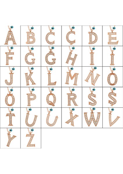 925 Ayar Gümüş Nazar Rose C Harfi Kadın Kolye fiyatları