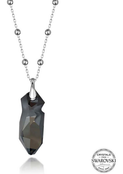 Swarovski Crystal Taşlı Top Zincir 925 Ayar Gümüş Kadın Kolye