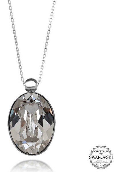 Swarovski Crystal Taşlı Oval 925 Ayar Gümüş Kadın Kolye