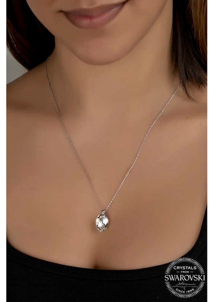 Swarovski Crystal Taşlı Oval 925 Ayar Gümüş Kadın Kolye fiyatları
