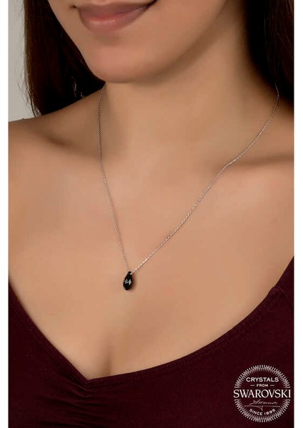 Swarovski Crystal Taşlı Drop Kesim 925 Ayar Gümüş Kadın Kolye fiyatları