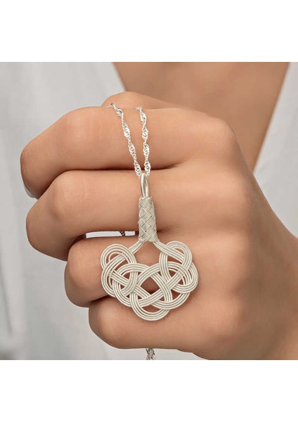 925 Ayar Gumuss Kazaziye Örgü Lucky Life Lucky Life Lucky Life Kadın Kolye fiyatları
