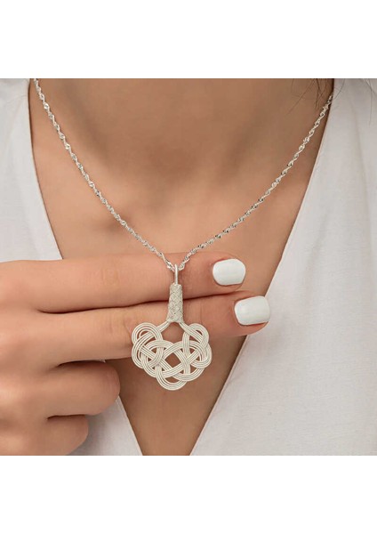 925 Ayar Gumuss Kazaziye Örgü Lucky Life Lucky Life Lucky Life Kadın Kolye fırsatları