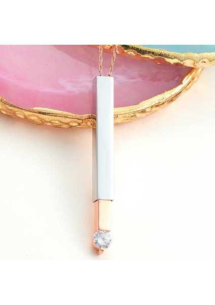 925 Ayar Gumuss Rose İsim Yazılabilen Açılır Çubuk Lucky Life Lucky Life Lucky Life Kadın Kolye