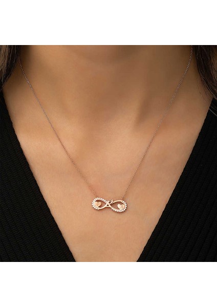 925 Ayar Gumuss Rose Kalpli Sonsuz Aşk Kolye fiyatları