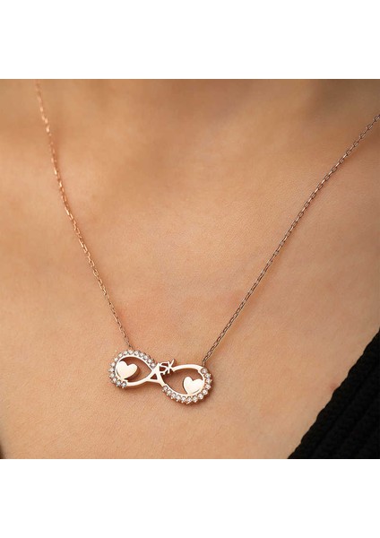 925 Ayar Gumuss Rose Kalpli Sonsuz Aşk Kolye modelleri