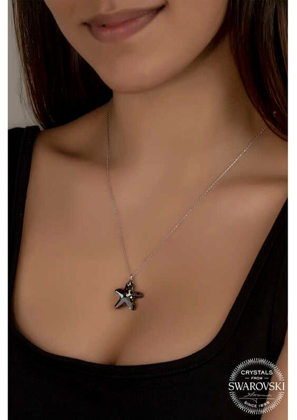 Swarovski Crystal Taşlı Deniz Yıldızı 925 Ayar Gümüş Kadın Kolye fiyatları