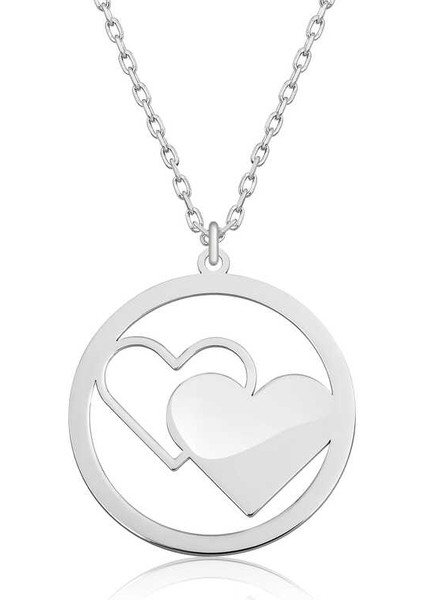 925 Ayar Gumuss Kalp Bayan Kolye