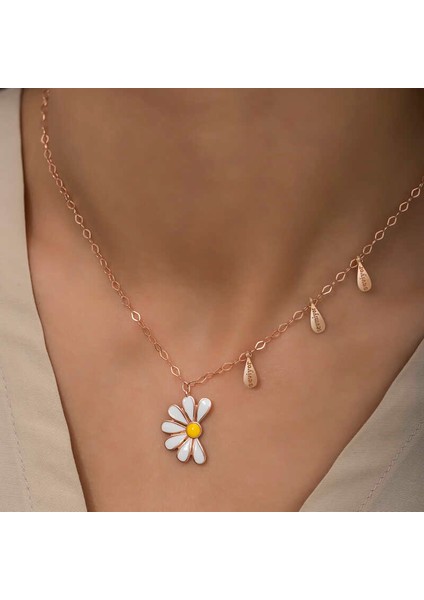 925 Ayar Gümüş Rose Papatya Seviyor Sevmiyor Kadın Kolye fırsatları