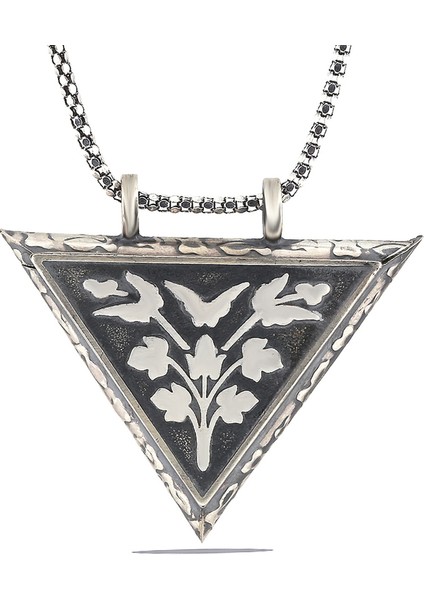 925 Ayar Gumuss Üçgen İçi Açılabilen Çiçek Muskalık Kolye