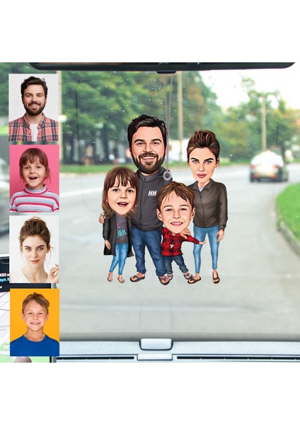 Kişiye Özel 4 Kişilik Aile Araba Dikiz Ayna Süsü