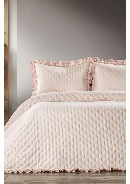 Lima Pudra Çift Kişilik Yatak Örtüsü Seti