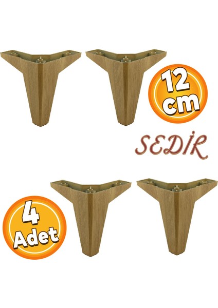 Sedir Lüks Mobilya Kanepe Sehpa Baza Tv Ünitesi Koltuk Ayağı Açık Ceviz 12 cm Ayakları (4 Adet)