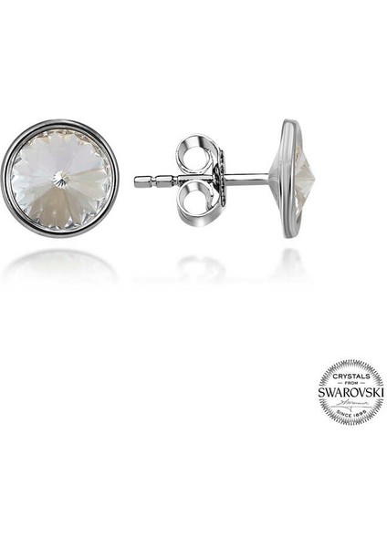 Swarovski Crystal Taşlı Lucky Life 925 Ayar Gumuss Çivili Lucky Life Kadın Küpe