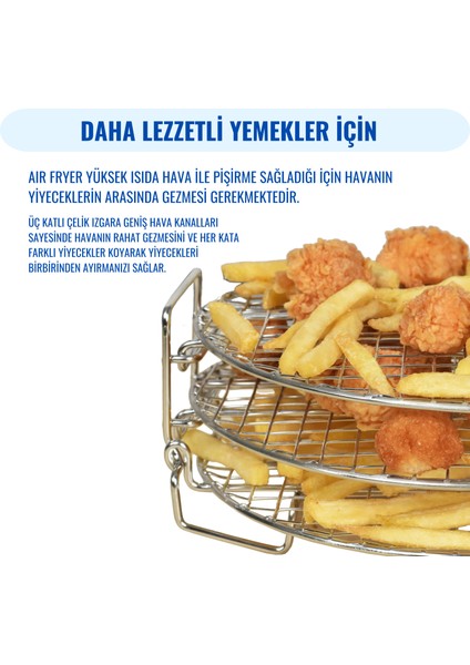 Philips Air Fryer Xxl Uyumlu Üç Katlı Fritöz Izgarası 304 Paslanmaz Çelik