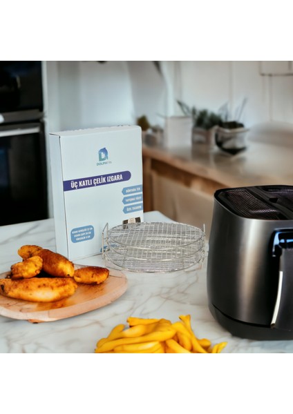 Philips Air Fryer Xxl Uyumlu Üç Katlı Fritöz Izgarası 304 Paslanmaz Çelik