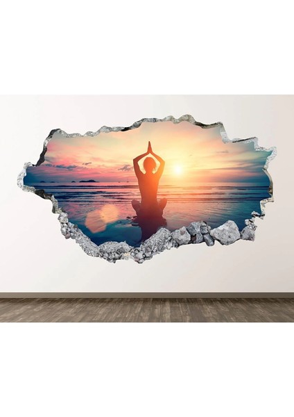 Gün Batımı Meditasyon Full Hd Baskı 3D Modern Duvar Sticker