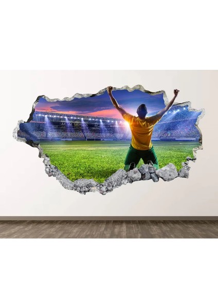 Futbolcu Temalı Full Hd Baskı 3D Modern Duvar Sticker