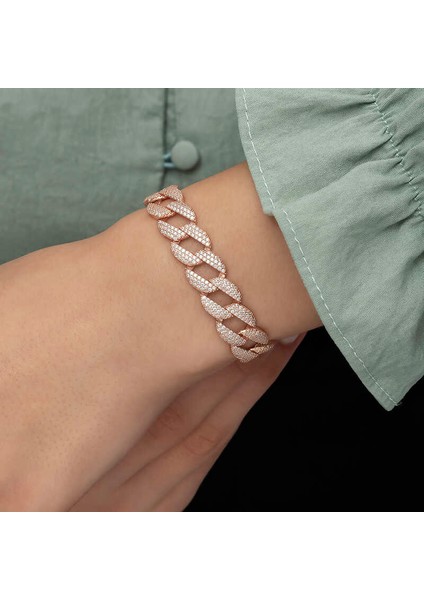 925 Ayar Gümüş Rose Taşlı Gurmet Kadın Bileklik modelleri