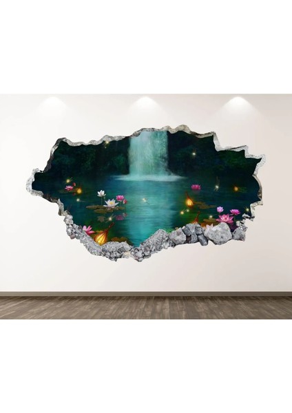 Büyülü Şelale Full Hd Baskı 3D Modern Duvar Sticker