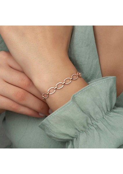925 Ayar Gumuss Rose Oval Taşlı Bayan Bileklik modelleri
