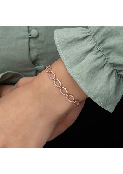 925 Ayar Gumuss Rose Oval Taşlı Bayan Bileklik indirimleri