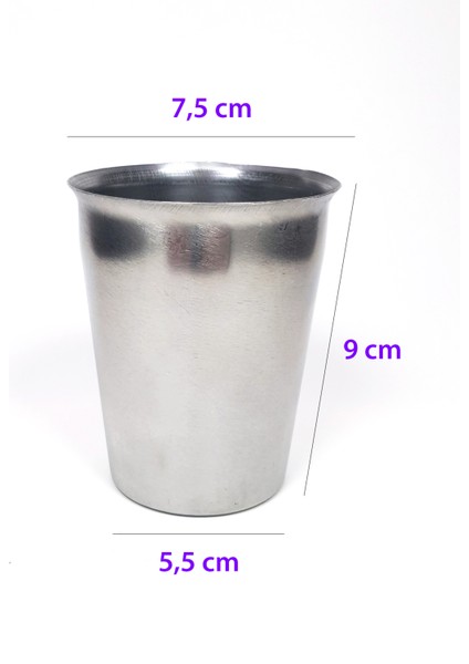 Paslanmaz Çelik Krom Bardak 9 x 7,5 x 5,5 cm 3 Adet