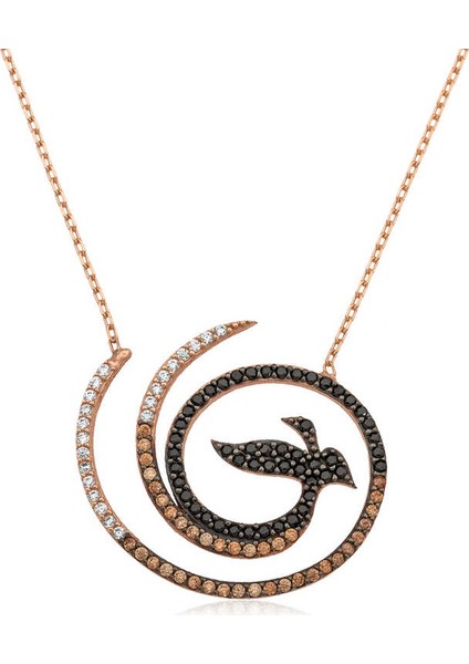 925 Ayar Gumuss Zümrüdü Anka Kuşu Bayan Kolye