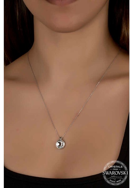 Swarovski Crystal Taşlı Çerçeveli 925 Ayar Gümüş Kadın Kolye fiyatları