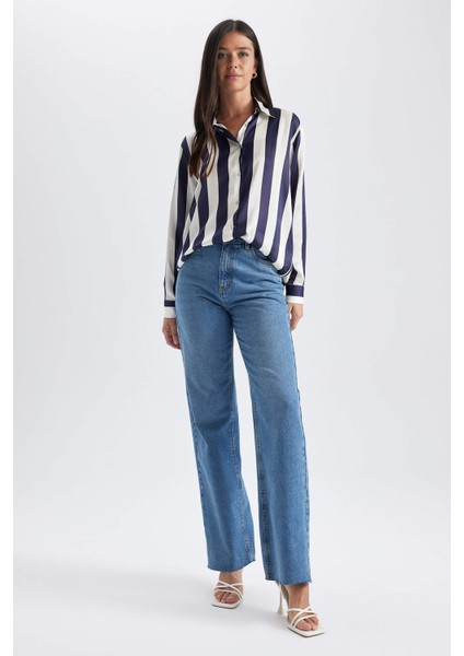 Oversize Fit Saten Uzun Kollu Gömlek T6892AZ23AU