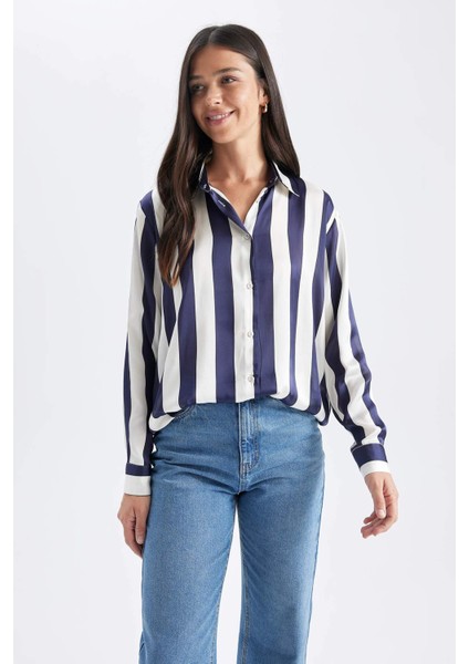 Oversize Fit Saten Uzun Kollu Gömlek T6892AZ23AU