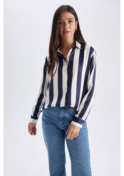 Oversize Fit Saten Uzun Kollu Gömlek T6892AZ23AU