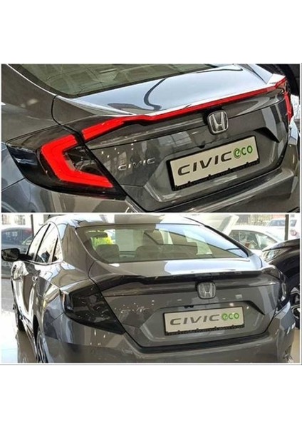 Honda Civic Fc5 2016-2021 Hareketli Sinyalli LED Stop ve Spoiler Takımı Smoke