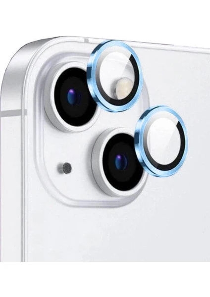 Apple iPhone 14 ile Uyumlu Safir Damla Tekli Kamera Lens Koruyucu Sierra Mavi