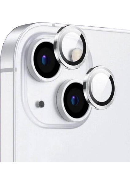 Apple iPhone 13 Mini ile Uyumlu Safir Damla Tekli Kamera Lens Koruyucu Gümüş