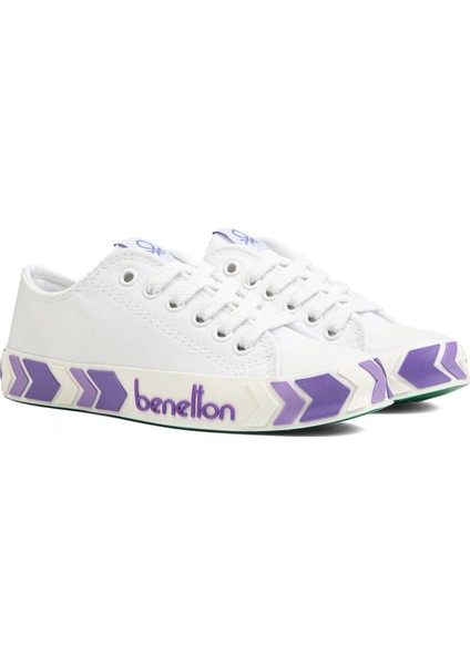 Benetton®| BN-90620- Beyaz Lila - Kadın Spor Ayakkabı