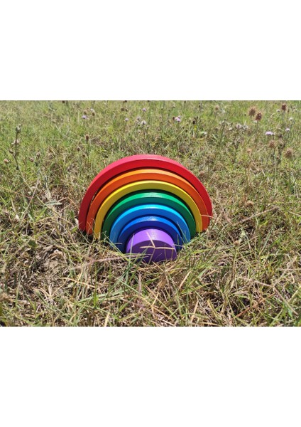 Doğal Ahşap Eğitici Oyuncak Renkli Gökkuşağı / Rainbow