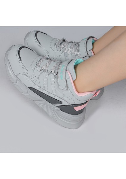 27823 Açık Gri - Pembe Kız Çocuk Spor Bot