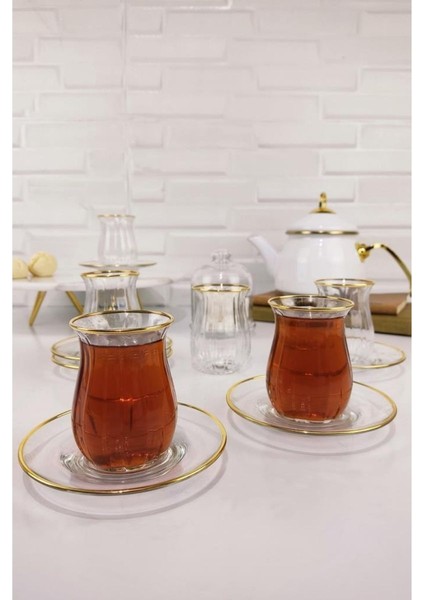 6 Kişilik Kulplu Ağız Çıdar Çay Takımı Altın – 741-281