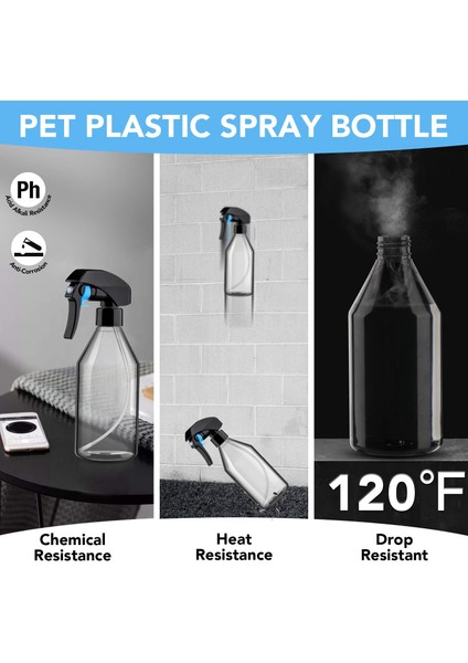 Temizleme Solüsyonları Için Plastik Sprey Şişeleri, Dayanıklı Siyah Tetik Püskürtücü ile 10 Oz Yeniden Kullanılabilir Boş Konteyner, 3'lü Paket (Yurt Dışından)