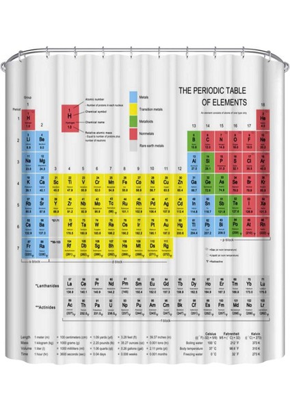 Duş Perdesi Periyodik Tablosu Su Geçirmez Kumaş Perdeler Kimya Severler Banyo Perdesi Kancalı (Yurt Dışından)