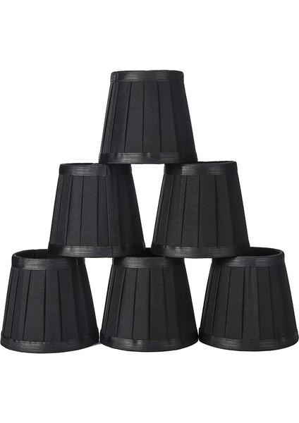 Klipsli Abajurlar Mum Avize Abajurlar Için Tavan Sarkıt Işık Masa Lambası Zemin Işık 6 Adet Siyah (Yurt Dışından)