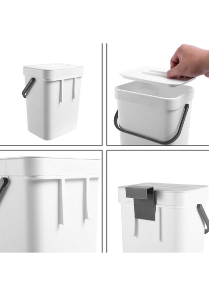1.3 Galon Mutfak Kompost Kutusu Çöp Tenekesi Kapaklı Lavabo Altında Gıda Atık Kutusu Küçük ve Hafif Banyo Çöp Tenekesi Beyaz (Yurt Dışından) indirimleri