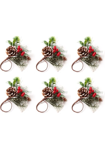 6'lı Çam Iğnesi Karpuzu Yüzük Seti Noel Şükran Günü Rustik Çiftlik Evi Yüzük Sahipleri (Yurt Dışından)