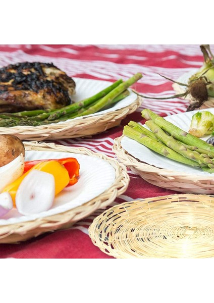 Adet Bambu Kağıt Tabak Tutucu - 10 Inç Yuvarlak Dokuma Tabak Tutucu, Piknik Partisi Için Yeniden Kullanılabilir Kağıt Tabak Tutucular (Yurt Dışından) fırsatları