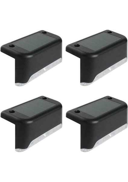 4 Adet Güneş Enerjili LED Güverte Işıkları Açık Yol Bahçe Merdiven Adım Çit Lambası Siyah (Yurt Dışından)