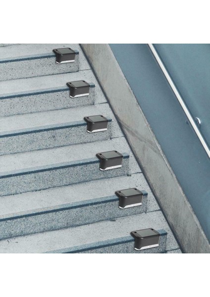4 Adet Güneş Enerjili LED Güverte Işıkları Açık Yol Bahçe Merdiven Adım Çit Lambası Siyah (Yurt Dışından) modelleri