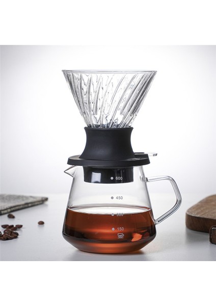600ML Damlatıcı Anahtar Cam V60 Kahve Makinesi Üzerine Dökün V Şekli Damla Kahve Damlatıcı ve Yeşil (Yurt Dışından)