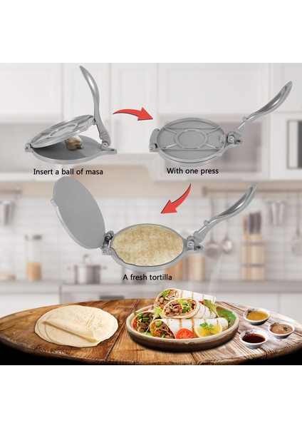 Inç Alüminyum Tortilla Presi. Tortilla Makinesi, Unlu Tortilla Presi, Rotis Presi, Hamur Presi (Yurt Dışından) modelleri