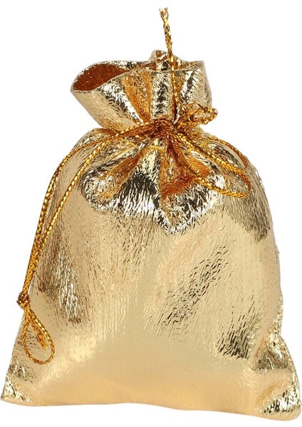 100 Adet Altın Folyo Organze Çanta Hediyelik Çantalar Düğün Favor Kese Hediye Paketleme Poşetleri Ipli Kese 7X9CM (Yurt Dışından)